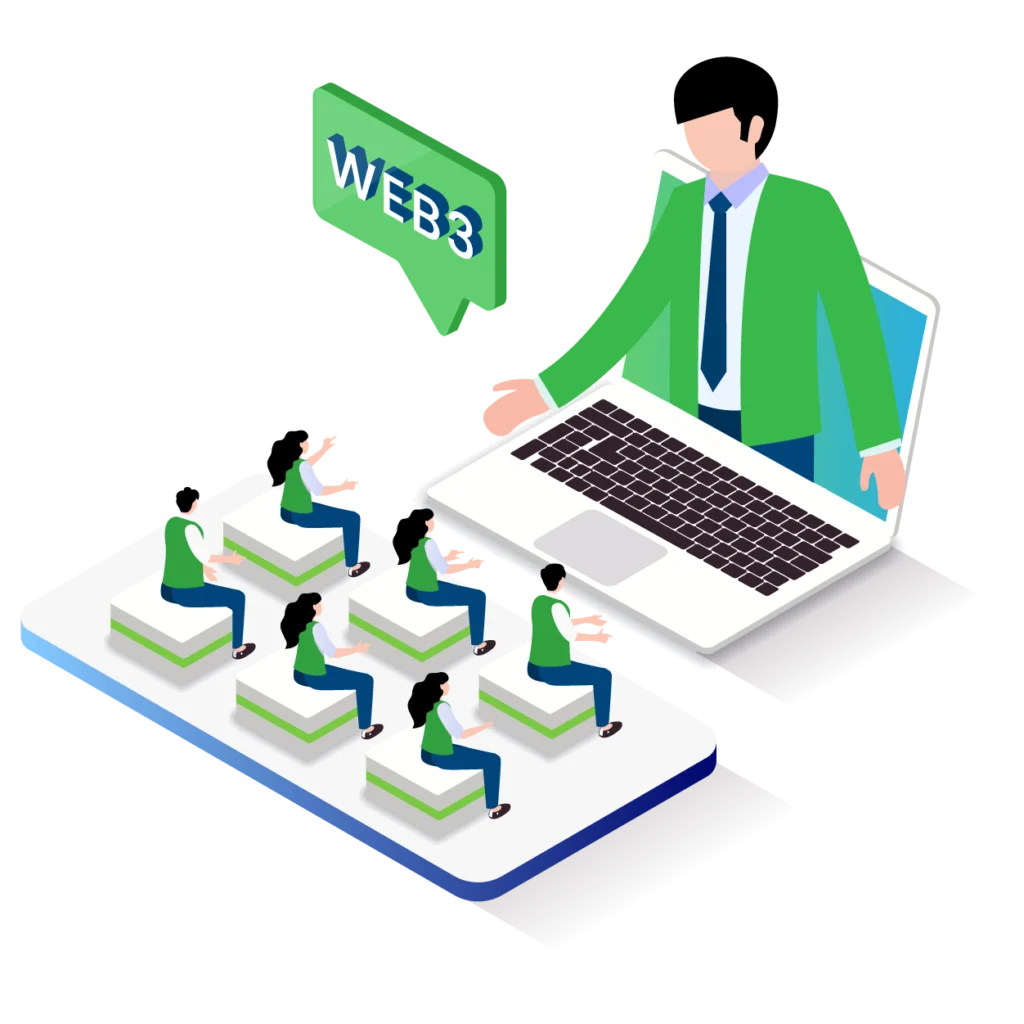Isométrica del Bloque Mentoría de Negocios Web3